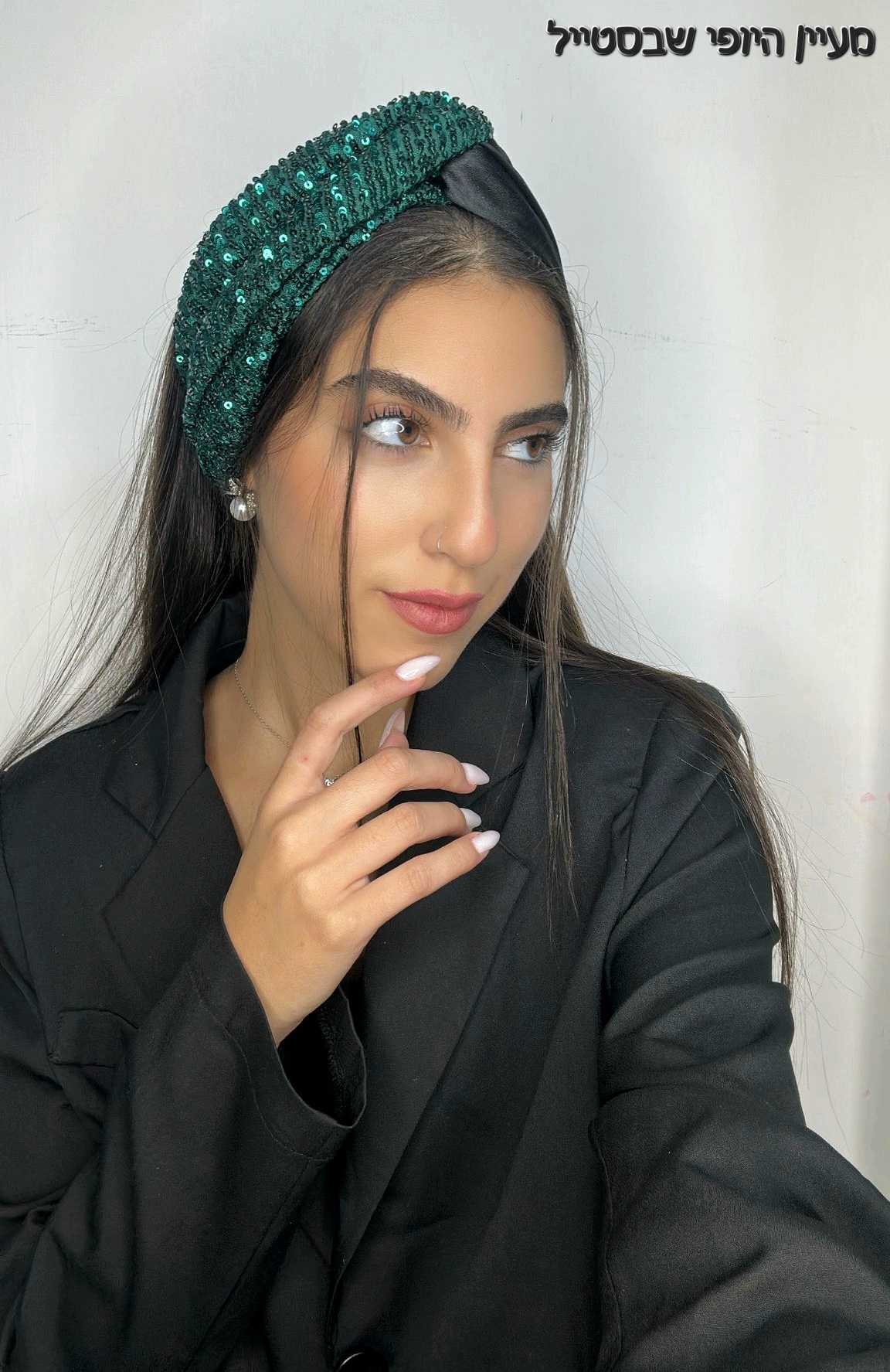 IMG-20251030-WA0269 סרט טורבן משולב ירוק בקבוק – תמונה 1