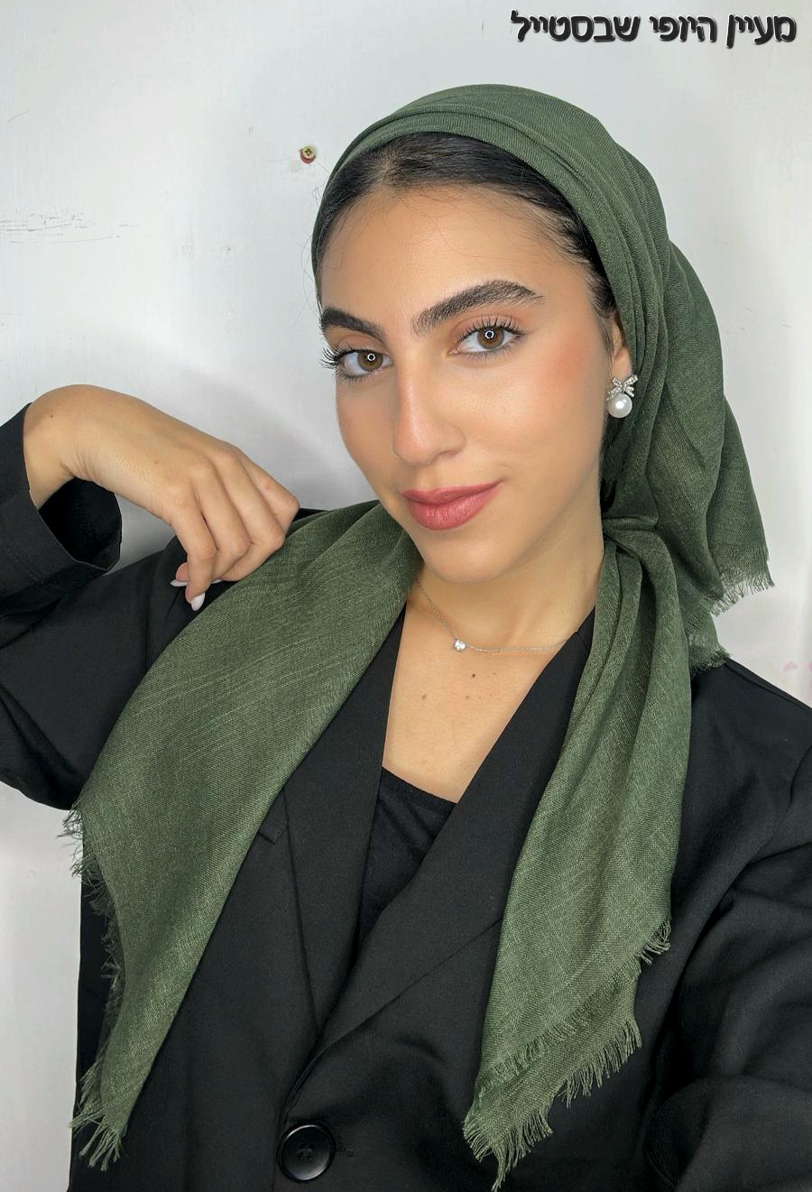 IMG-20251030-WA0385 מרובע כותנה -ירוק זית – תמונה 1