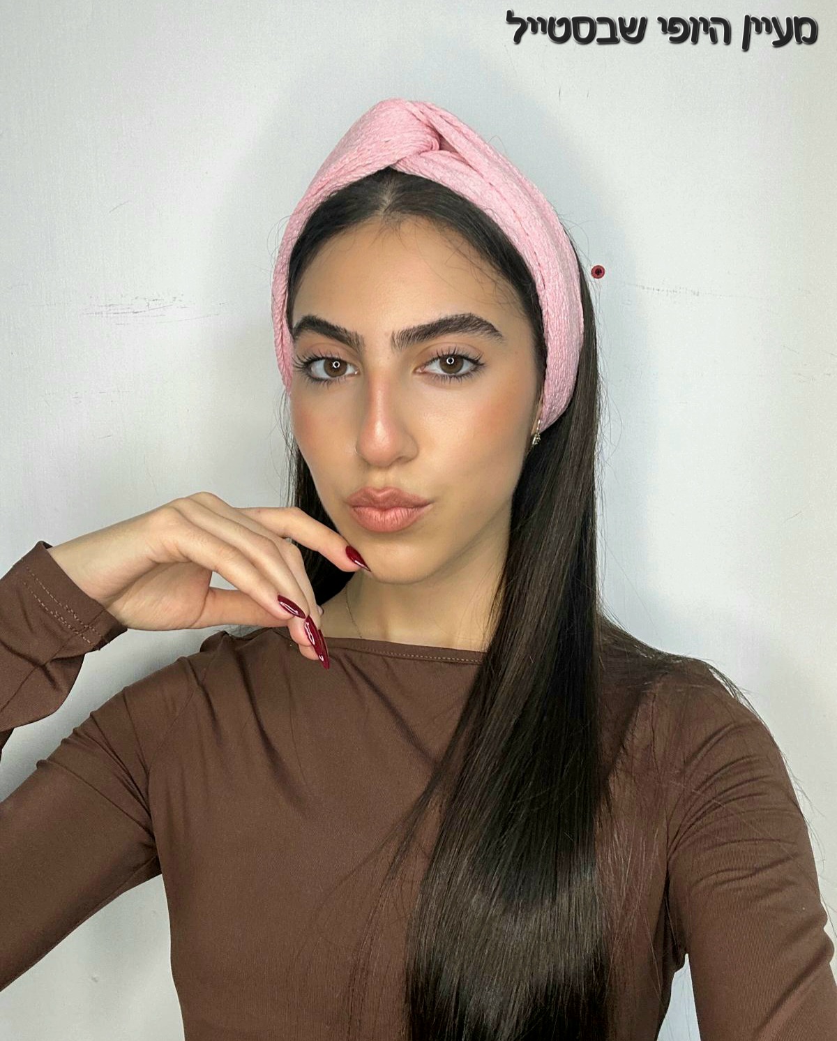 IMG-20251129-WA0011 סרט טורבן קרפ -ורוד בהיר – תמונה 1