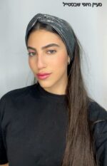 ⁦סרט טורבן דגם ליה - כסף שחור⁩ – תמונה ⁦2⁩