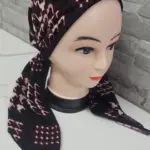 בנדנה קרפ - בורדו לבן שחור