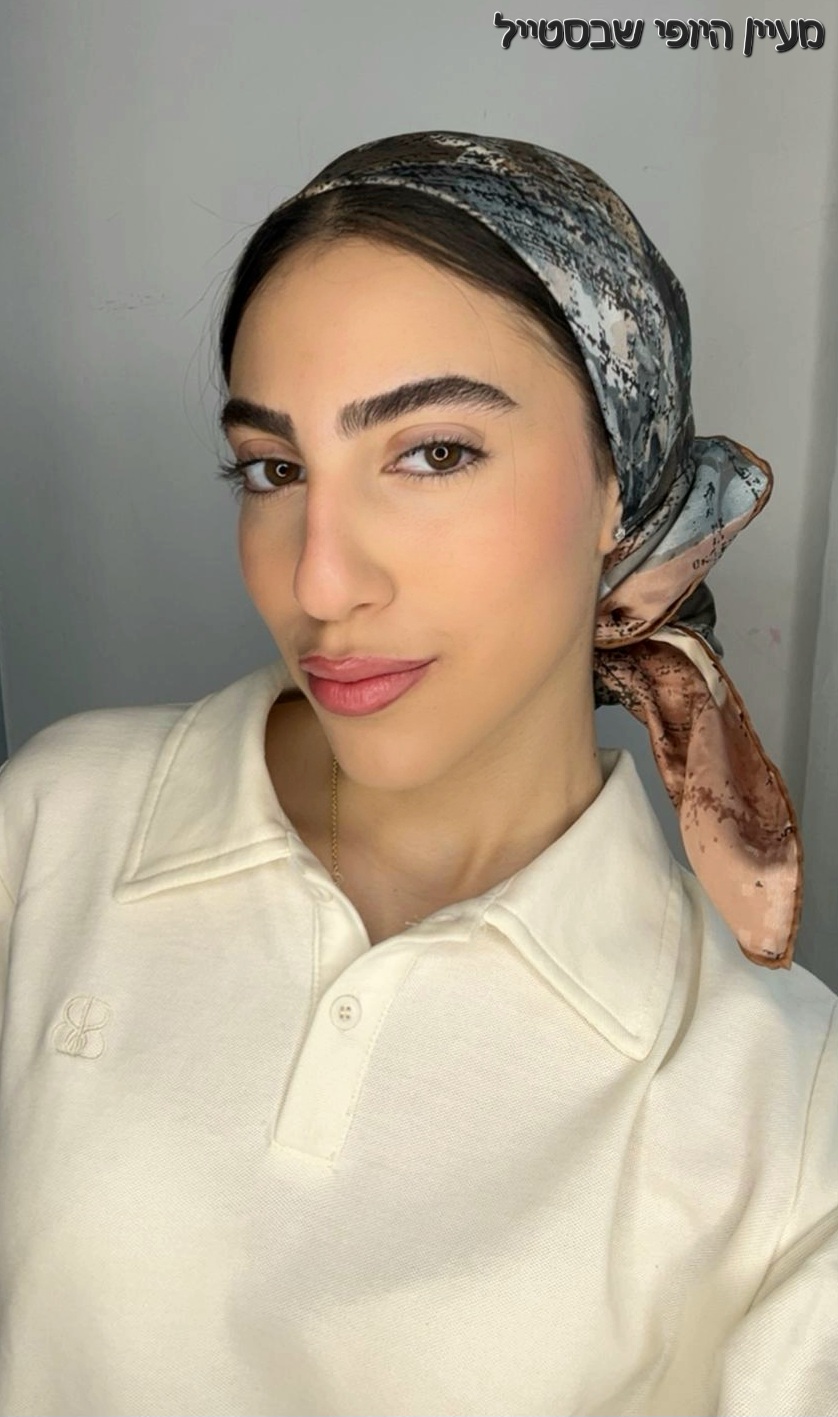 IMG-20260520-WA0221 מרובע משי לין - פס חום אדמה – תמונה 1