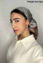 ⁦מרובע משי לין - פס חום בהיר⁩ – תמונה ⁦2⁩