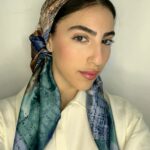 מרובע משי לין - כחול מנטה פס כחול